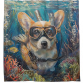 Corgi Scuba Diving Underwater Duschvorhang (Vorderseite)
