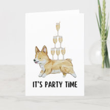 Corgi sein Party Zeit Wasserfarbe