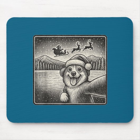 Corgi Selfie With Santa For Men Women Kids Mousepad (Vorne)