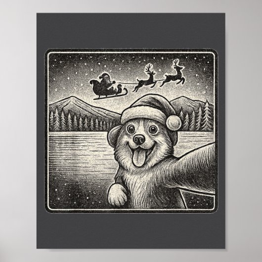 Corgi Selfie With Santa For Men Women Kids Poster (Vorne)