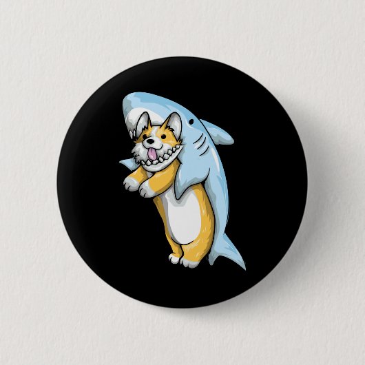 Corgi Shark Funny Corgi Costume 988 Button (Vorderseite)