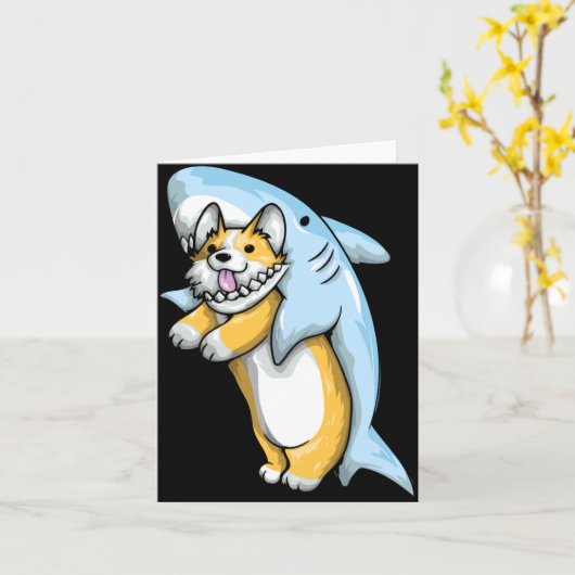 Corgi Shark Funny Corgi Costume 988 Karte (Gelbe Blume)