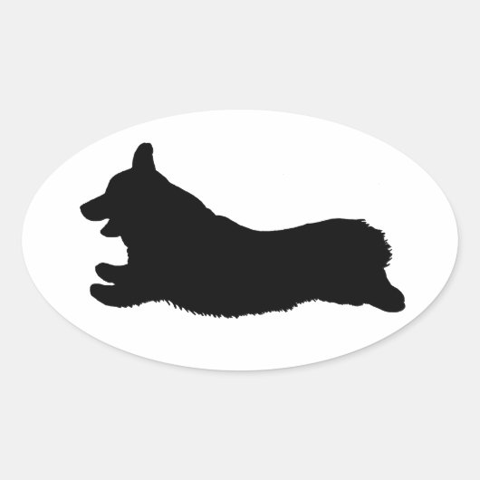 Corgi-Silhouette - Laufen Ovaler Aufkleber (Vorderseite)