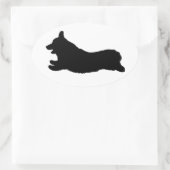 Corgi-Silhouette - Laufen Ovaler Aufkleber (Tasche)