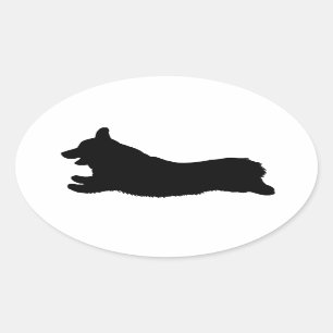 Corgi-Silhouette - Laufen Ovaler Aufkleber