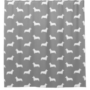 Corgi-Silhouette-Muster-Grau Duschvorhang