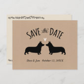 Corgi-Silhouetten Hochzeiten speichern das Datum Ankündigungspostkarte (Vorne/Hinten)