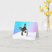 Corgi Snow Globe Karte (Gelbe Blume)