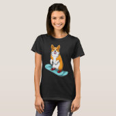 Corgi Snowboard Wintersport T-Shirt (Vorne ganz)