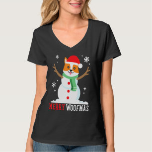 Corgi Snowman Funny Niedlich Dog Mama Vater Weihna T-Shirt
