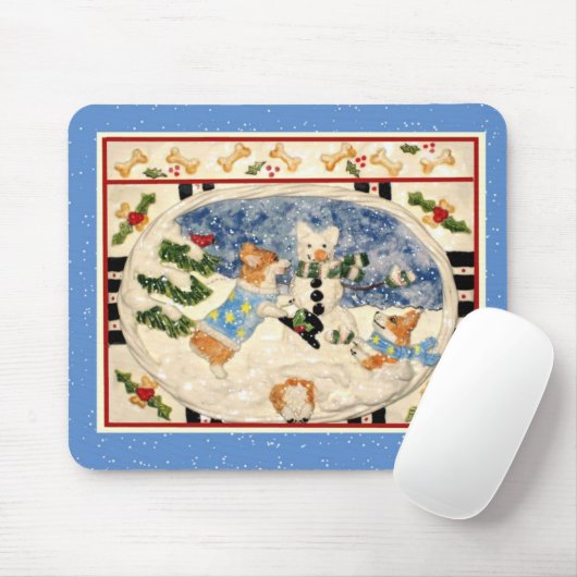 Corgi Snowman Mousepad (Mit Mouse)