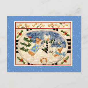 Corgi Snowman Postcard Postkarte
