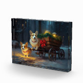 Corgi Snowy Sleigh Weihnachtsdekor Fotoblock (Rechts)