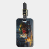 Corgi Snowy Sleigh Weihnachtsdekor Gepäckanhänger (Vorderseite vertikal)