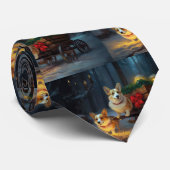 Corgi Snowy Sleigh Weihnachtsdekor Krawatte (Gerollt)