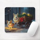 Corgi Snowy Sleigh Weihnachtsdekor Mousepad (Mit Mouse)