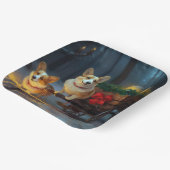 Corgi Snowy Sleigh Weihnachtsdekor Pappteller (Gewinkelt)