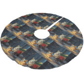 Corgi Snowy Sleigh Weihnachtsdekor Polyester Weihnachtsbaumdecke (Schrägansicht)