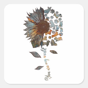 Corgi Sonnenblume Sie sind meine Welt-Bekleidungs- Quadratischer Aufkleber