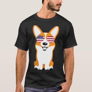 Corgi Sonnenbrille American 4. Juli Welpe Hund in T-Shirt