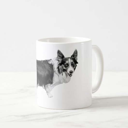 Corgi Spark im Schneelicht Kaffeetasse (VorderseiteRechts)