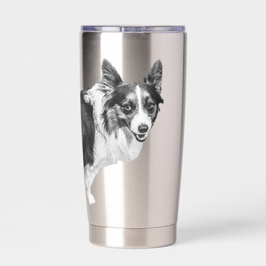 Corgi Spark im Schneelicht Thermobecher (Rückseite)