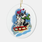 Corgi Spaß im Schnee Keramik Ornament (Links)