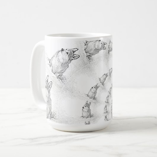 Corgi Spiral Muster große Tasse (Vorderseite Links)