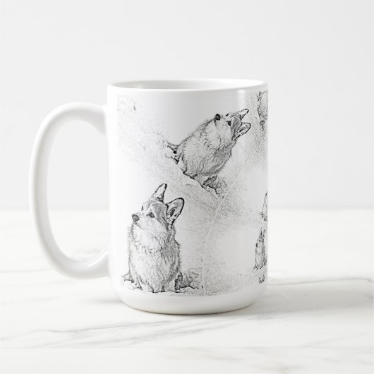 Corgi Spiral Muster große Tasse (Links)