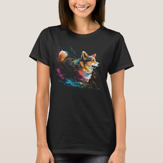 Corgi Splash Cute Dog T-Shirt (Vorderseite)