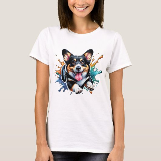 Corgi Splash of Color T-Shirt (Vorderseite)