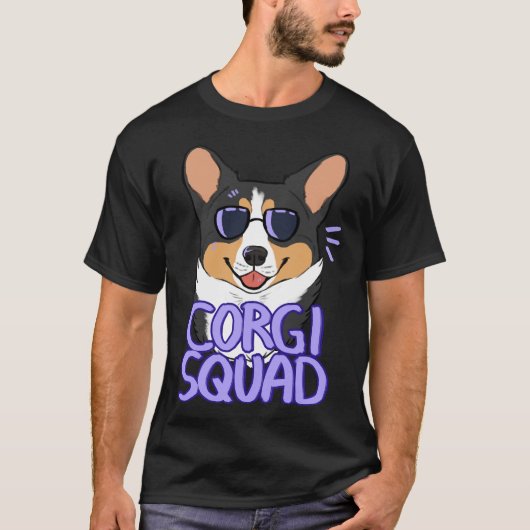 Corgi Squad Black Tricolor T-Shirt (Vorderseite)