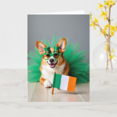 Corgi St. Patricks Day Fun-Karte Karte (Gelbe Blume)