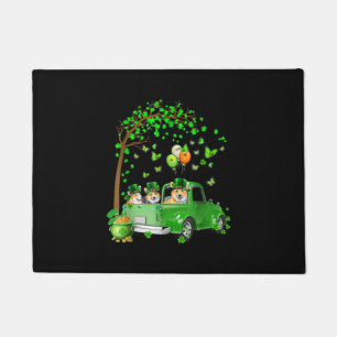 Corgi St Patricks Day Green Truck unter dem Baum Fußmatte