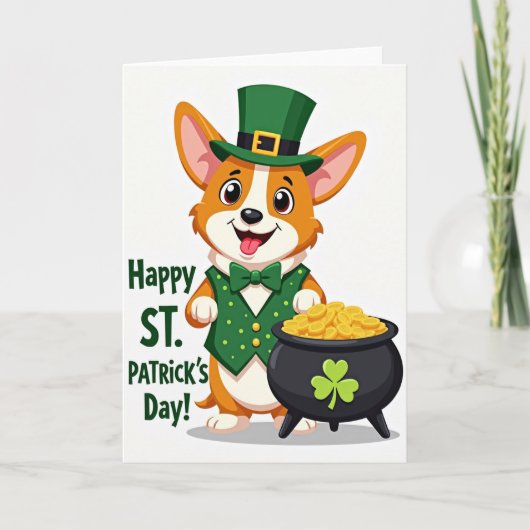 Corgi St. Patricks Day Grußkarte Karte (Vorderseite)