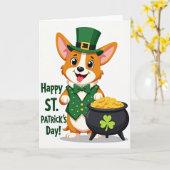 Corgi St. Patricks Day Grußkarte Karte (Gelbe Blume)