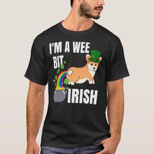 Corgi St. Patricks Day Ich bin ein bisschen Irisch T-Shirt (Vorderseite)