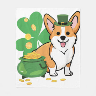 Corgi St Patricks Day mit Leprechaun Hat Fleecedecke