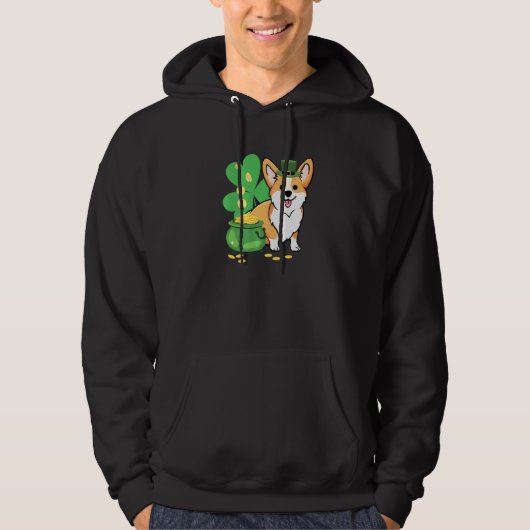 Corgi St Patricks Day mit Leprechaun Hat Hoodie (Vorderseite)