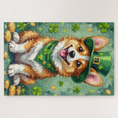 Corgi St. Patrick's Day Niedlicher Glückshund Puzzle (Horizontal)