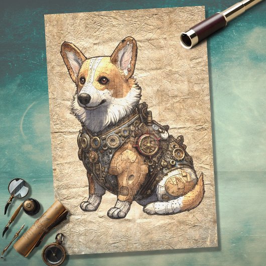 Corgi Steampunk 3 Dekoupage Paper Seidenpapier