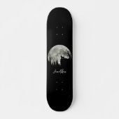 Corgi Stehend auf Mondschein Halloween Skateboard (Vorne)