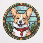 Corgi Stetti Glass Christmas Etiketten (Design 2)