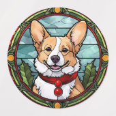 Corgi Stetti Glass Christmas Etiketten (Design 1)