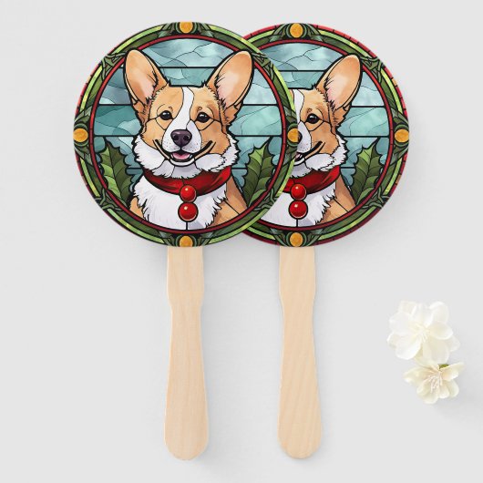 Corgi Stetti Glass Christmas Fächer (Vorne und Hinten)