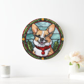 Corgi Stetti Glass Christmas Große Wanduhr (Zuhause)