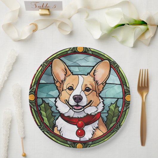 Corgi Stetti Glass Christmas Pappteller (Hochzeit)