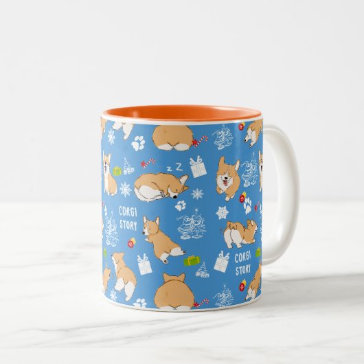 Corgi Story Christmas Zwei-Tone-Kaffee-Tasse Zweifarbige Tasse (VorderseiteRechts)