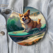 Corgi Strand Surfen Malerei Button (Beispiel)