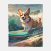 Corgi  Strand Surfen Malerei Fleecedecke (Vorderseite)